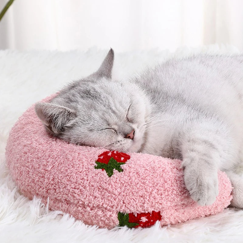 U-Shaped Pet Pillow Bed – Plush Cat & Small Dog Comfort Cushion