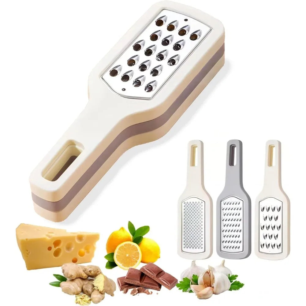 3-In-1 Handheld Grater – Stainless Steel Vegetable & Cheese Shredder