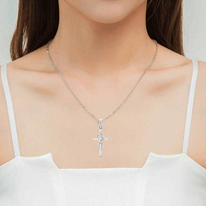 Alloy Cross Pendant Necklace – Electroplated Unisex Chain Accessory