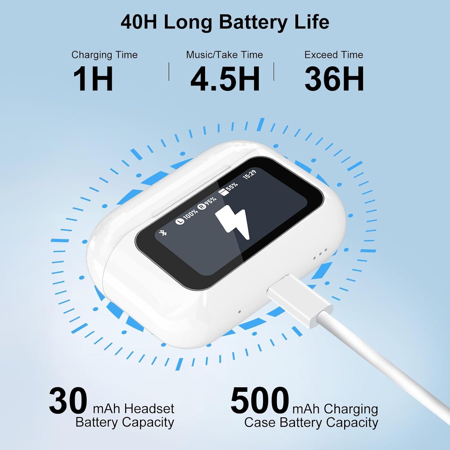 Wireless Bluetooth Earbuds with Noise-Cancelling & Touch Controls