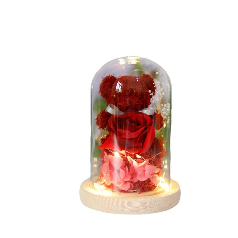 Eternal Rose & LED Light Teddy Bear Gift Box – Romantic Home Decor Present