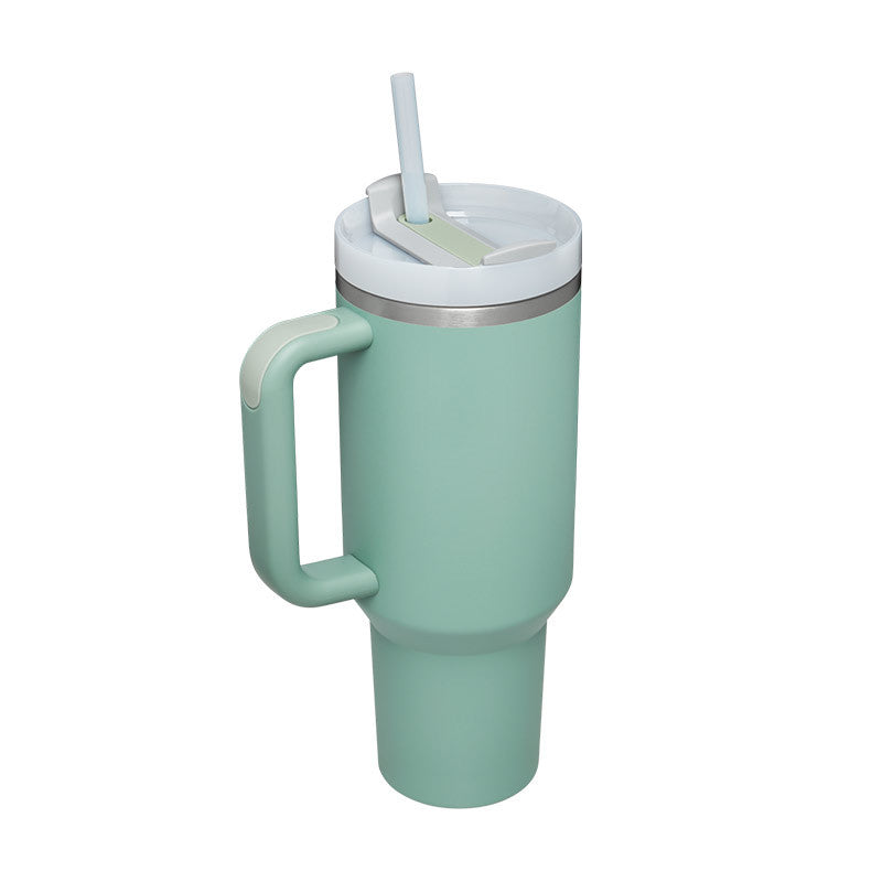 40 oz Insulated Stainless Tumbler With Handle and Straw