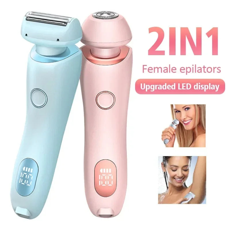 2-in-1 USB Rechargeable Women’s Epilator & Electric Trimmer – Painless Hair Removal Razor for Face, Legs, Bikini & Underarms