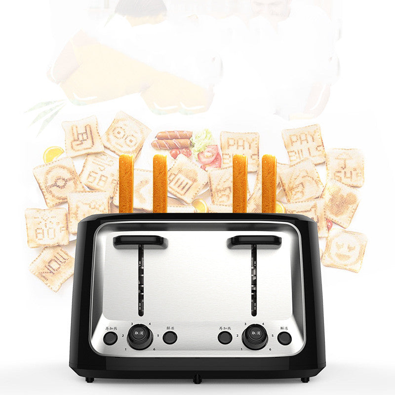 4-Slot Multifunction Toaster – Automatic Stainless Steel Bread Toaster with Dual Controls for Home Breakfast & Kitchen Use
