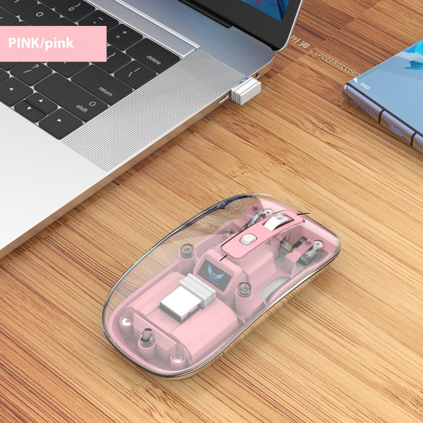 Transparent RGB Wireless Gaming Mouse – Triple Mode Bluetooth Magnetic Gaming Mouse for PC & Laptop