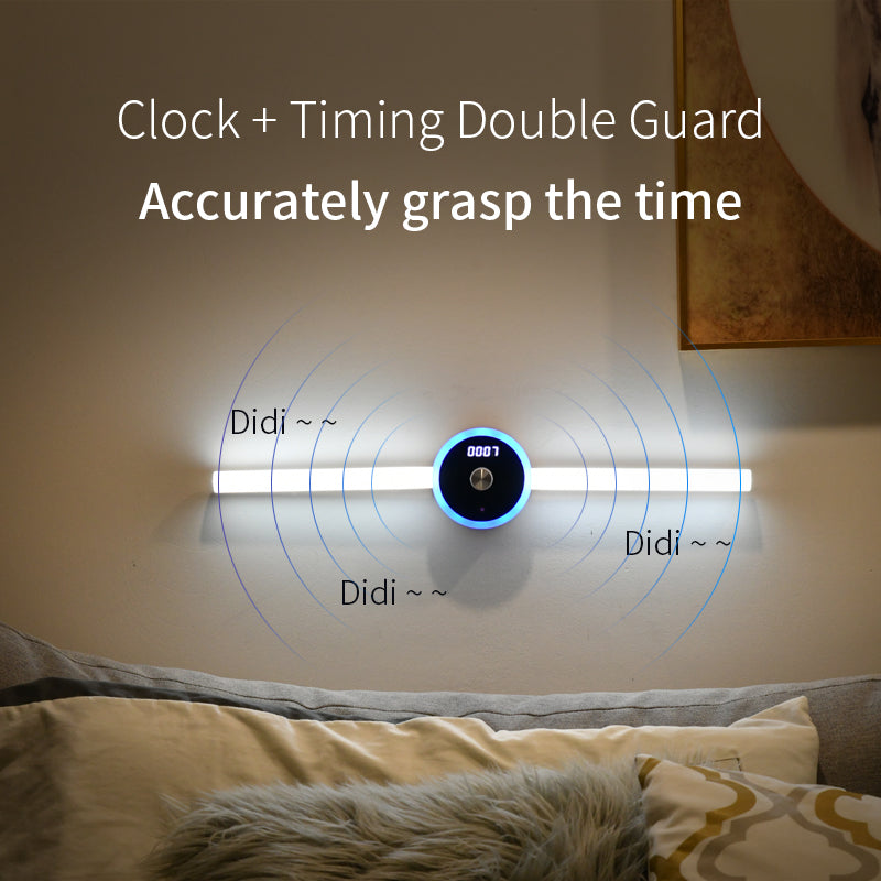 Smart LED Motion Sensor Cabinet Light – USB Rechargeable Magnetic Wardrobe Light with Timer Clock, Wireless Under Cabinet Night Light for Kitchen, Closet & Bedroom