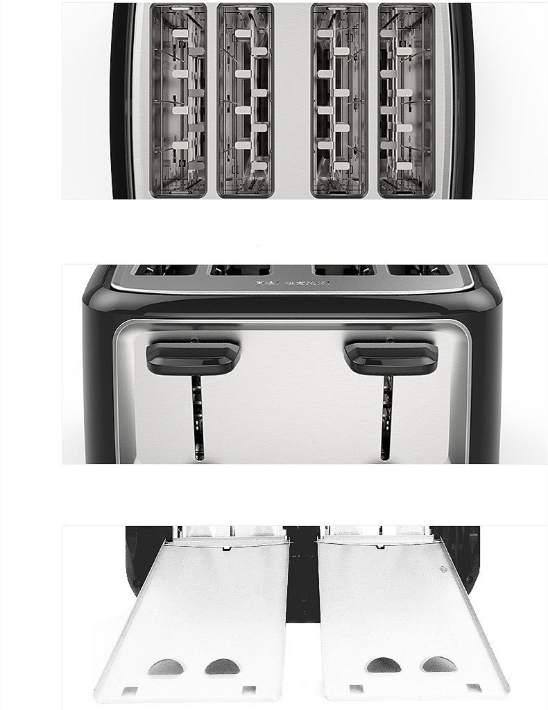 4-Slot Multifunction Toaster – Automatic Stainless Steel Bread Toaster with Dual Controls for Home Breakfast & Kitchen Use