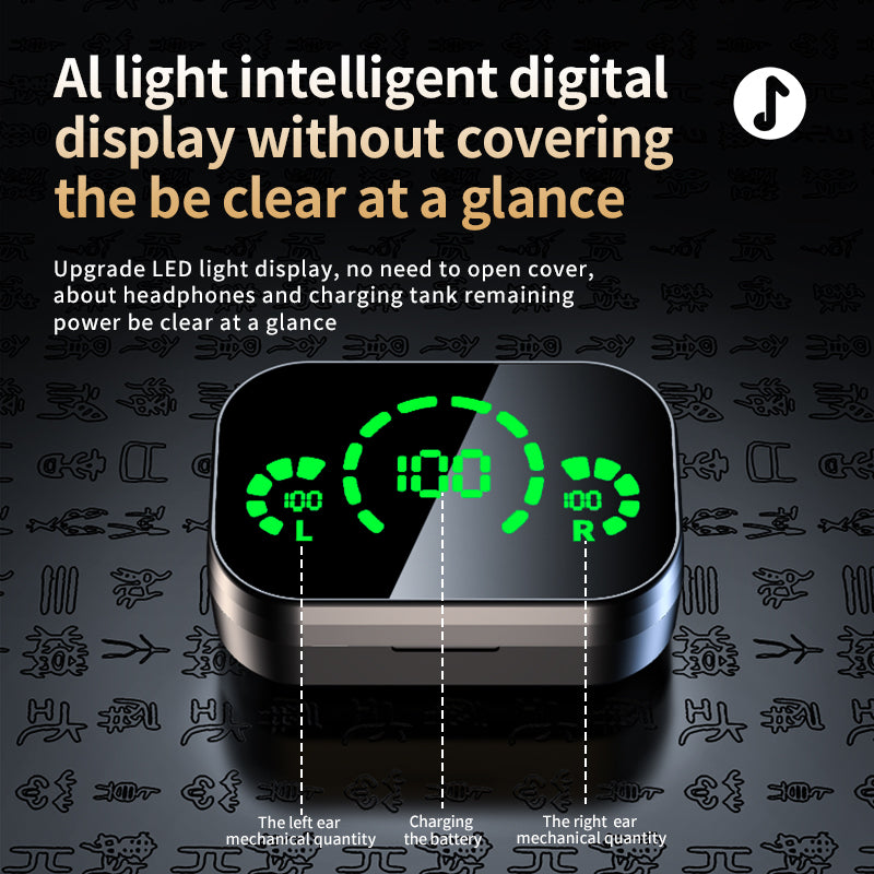 Wireless Bluetooth TWS Headset – Smart Digital Display & Breathing Light Earbuds