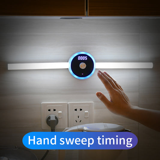 Smart LED Motion Sensor Cabinet Light – USB Rechargeable Magnetic Wardrobe Light with Timer Clock, Wireless Under Cabinet Night Light for Kitchen, Closet & Bedroom