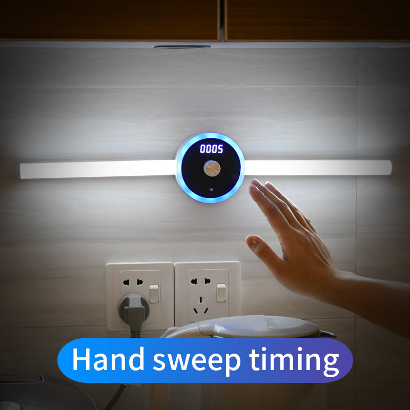 Smart LED Motion Sensor Cabinet Light – USB Rechargeable Magnetic Wardrobe Light with Timer Clock, Wireless Under Cabinet Night Light for Kitchen, Closet & Bedroom