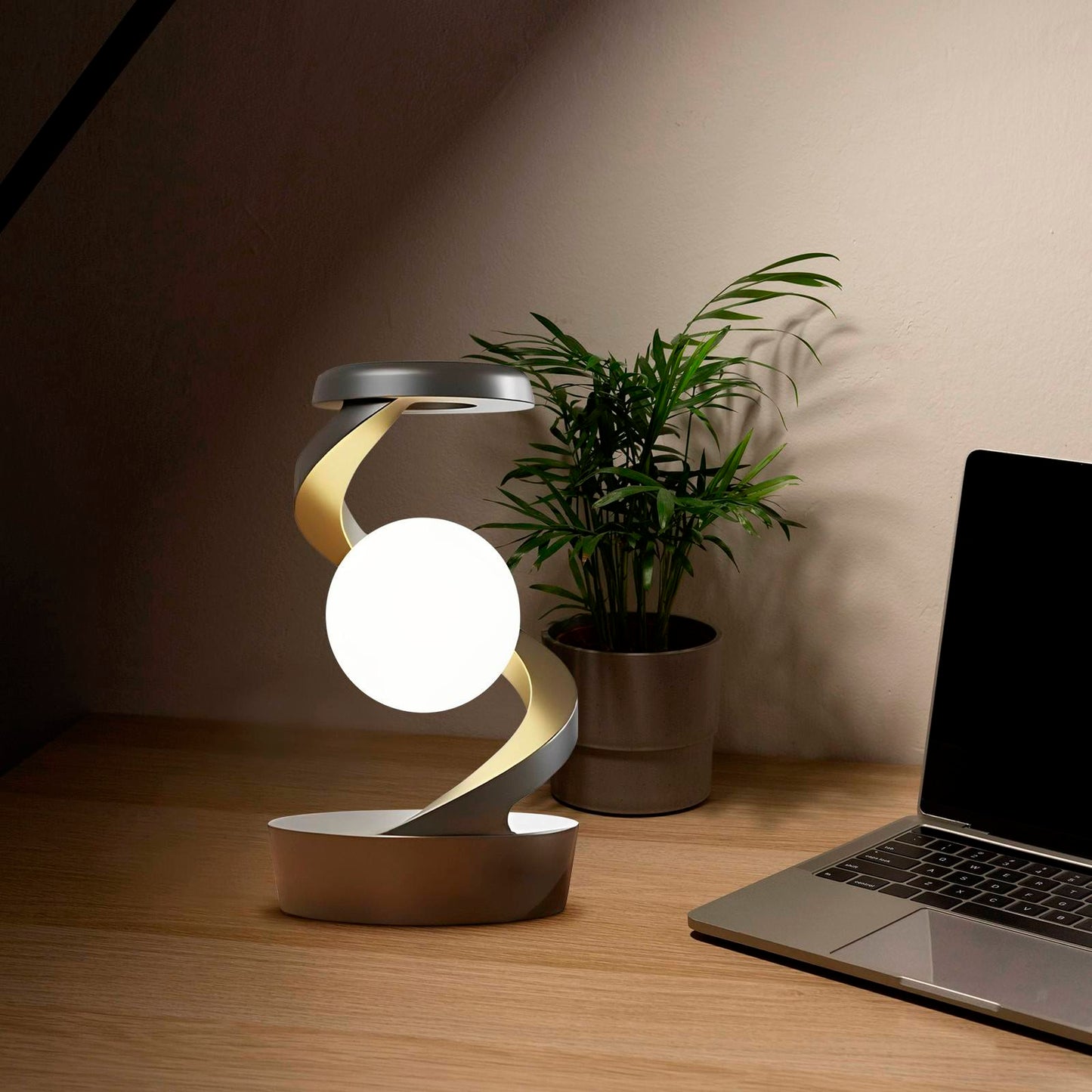 Rotating Moon Wireless Charging Desk Lamp – Sensor Control Night Light