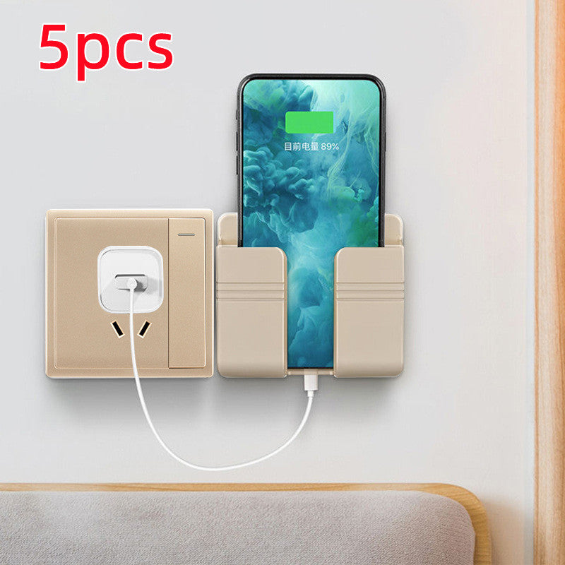 Punch-Free Wall Mounted Phone Charging Holder – Self-Adhesive Storage Rack for Smartphone Cable Organizer & Space Saving Stand