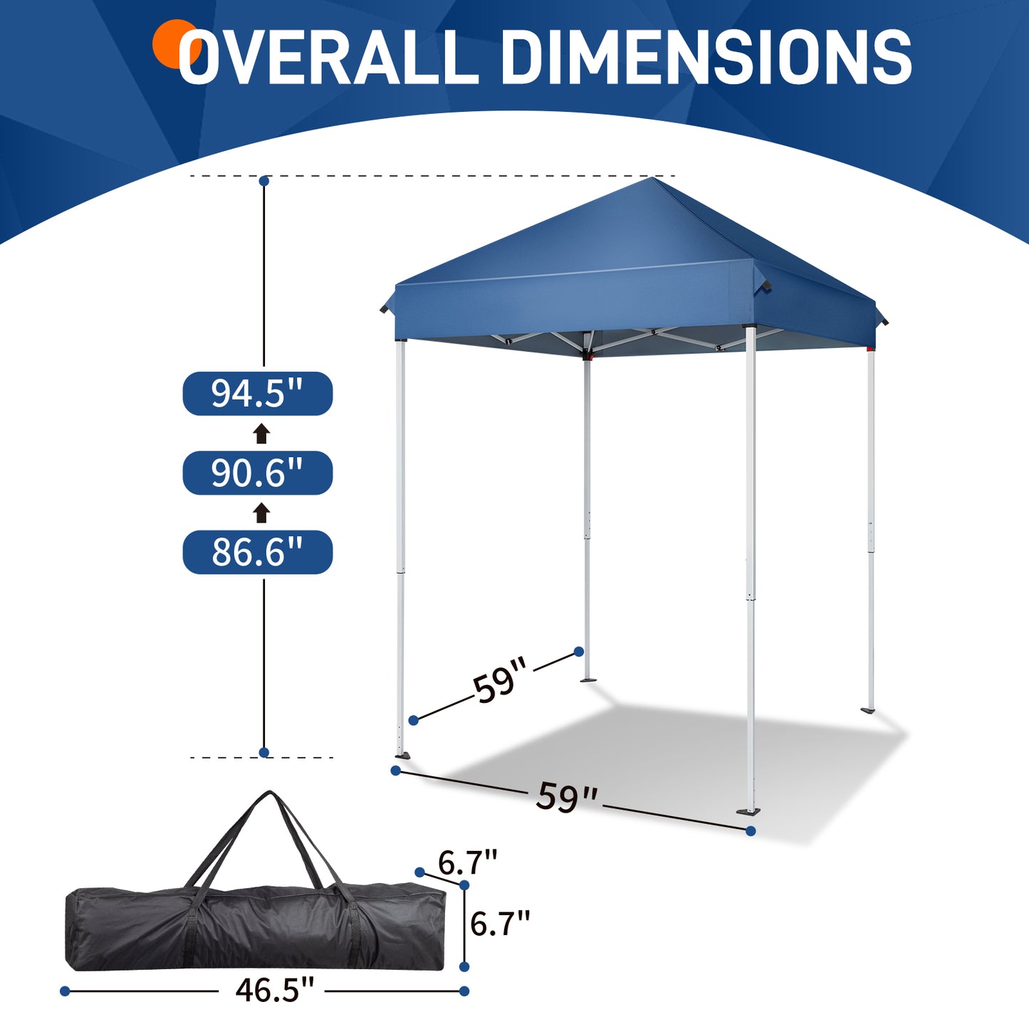 5X5 Feet Foldable Outdoor Awning Canopy – 420D Oxford Fabric & Steel Frame Shade Shelter
