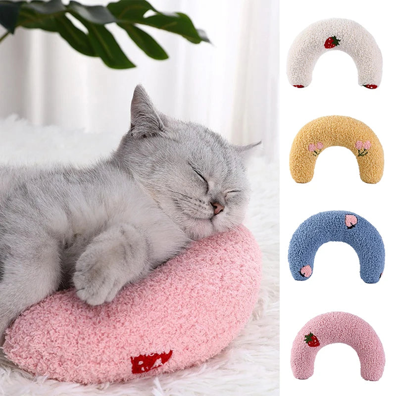 U-Shaped Pet Pillow Bed – Plush Cat & Small Dog Comfort Cushion