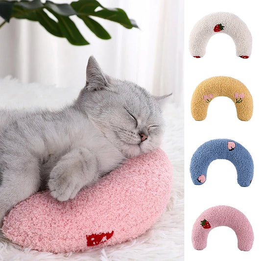 U-Shaped Pet Pillow Bed – Plush Cat & Small Dog Comfort Cushion