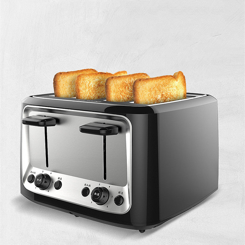 4-Slot Multifunction Toaster – Automatic Stainless Steel Bread Toaster with Dual Controls for Home Breakfast & Kitchen Use