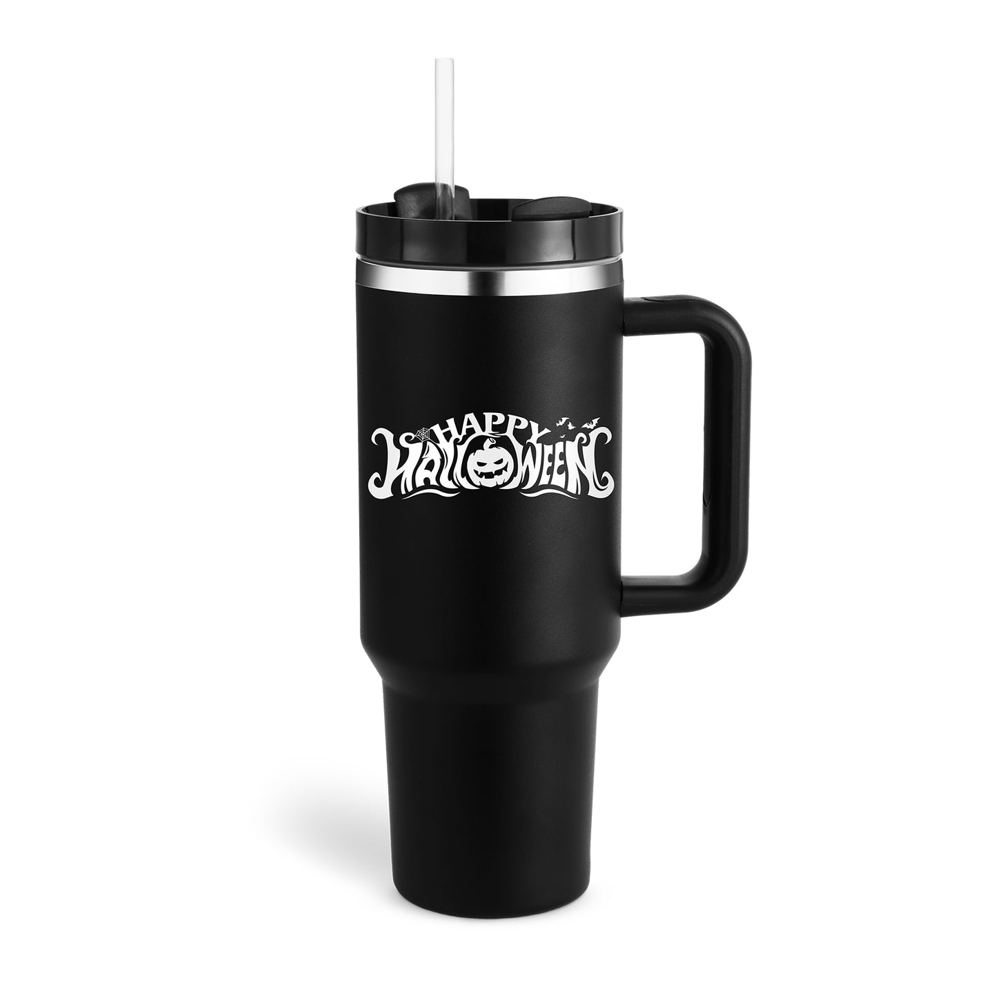 40 oz Insulated Stainless Tumbler With Handle and Straw