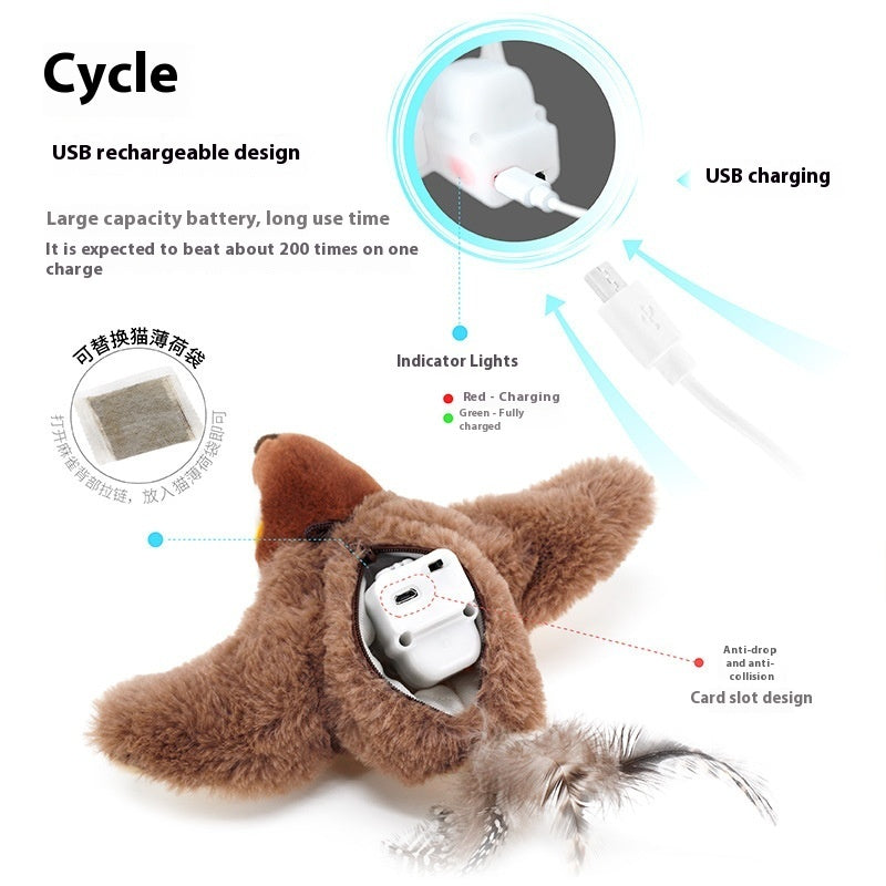 Interactive Flapping Bird Cat Toy – USB Rechargeable Realistic Chirping Pet Toy for Indoor Cats