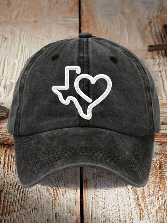 Printed Heart Texas Cap – Unisex Cotton Casual Hat
