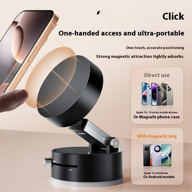 Foldable Magnetic Vacuum Car Phone Holder – 360° Rotating Suction Cup Mount for Hands-Free Navigation & Dashboard Use