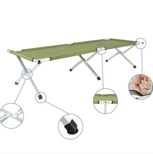 Portable Folding Camping Cot – Aluminum Tube & Oxford Fabric Outdoor Bed