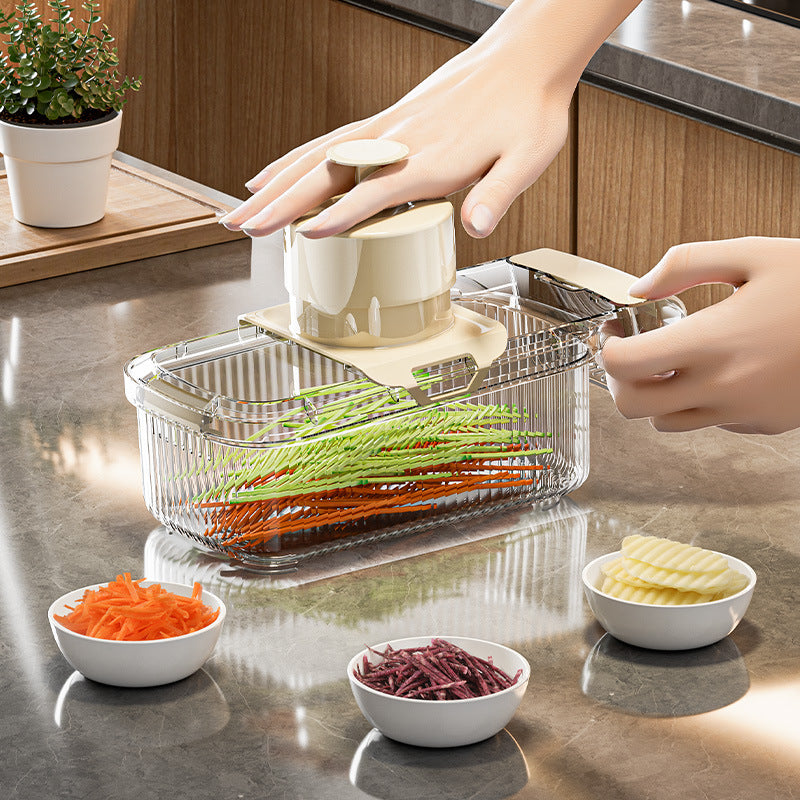 2-In-1 Multifunctional Vegetable Cutter & Dicer – Food Chopper with Draining Basket