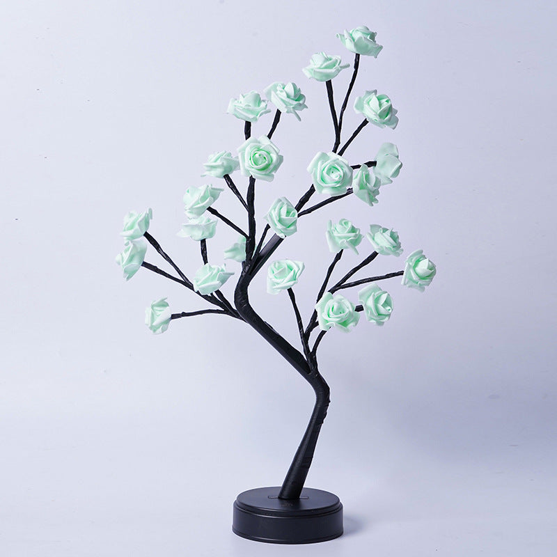 LED Rose Flower Tree Lamp – USB Fairy Light Bonsai Night Light with Adjustable Branches, Romantic Table Lamp for Bedroom, Wedding & Home Decor