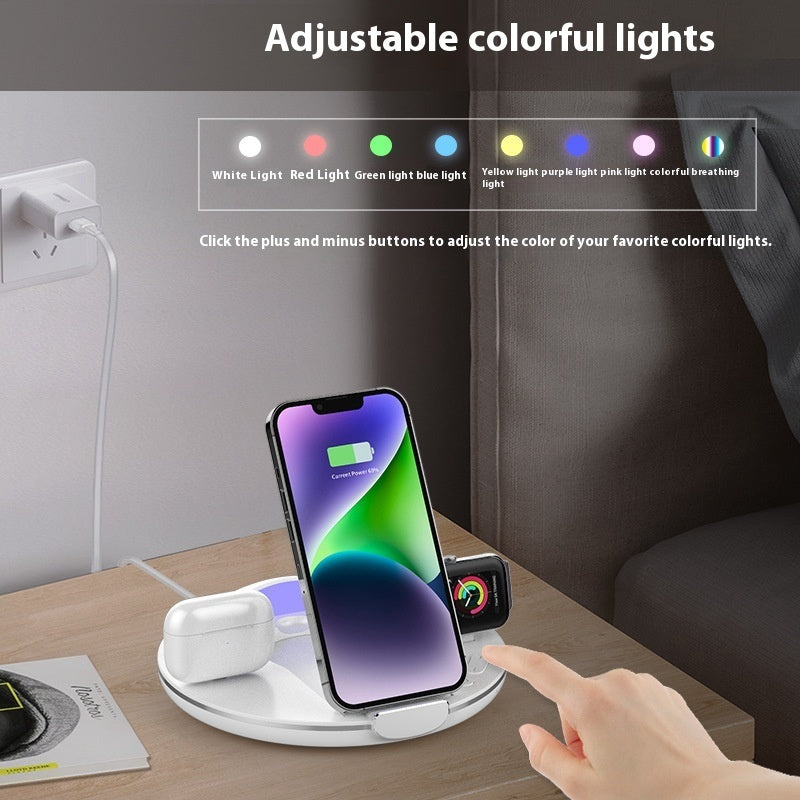 Folding 3-in-1 Wireless Charger Stand – Phone, Watch & Earbuds Fast Charging