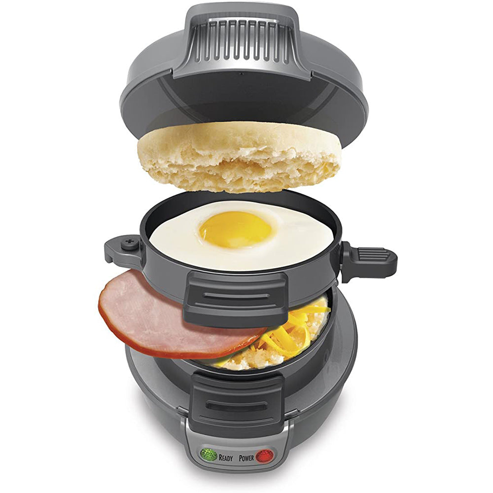 3-in-1 Breakfast Sandwich Maker & Waffle Iron with Egg Cooker Ring – Multifunction Electric Breakfast Machine for Quick Meals