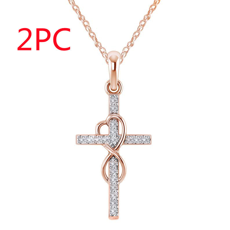 Alloy Cross Pendant Necklace – Electroplated Unisex Chain Accessory