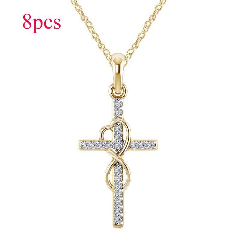 Alloy Cross Pendant Necklace – Electroplated Unisex Chain Accessory