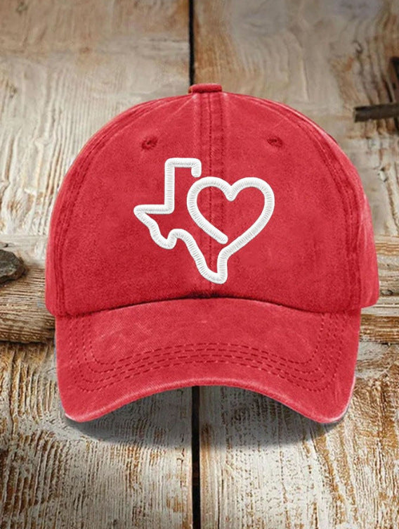 Printed Heart Texas Cap – Unisex Cotton Casual Hat