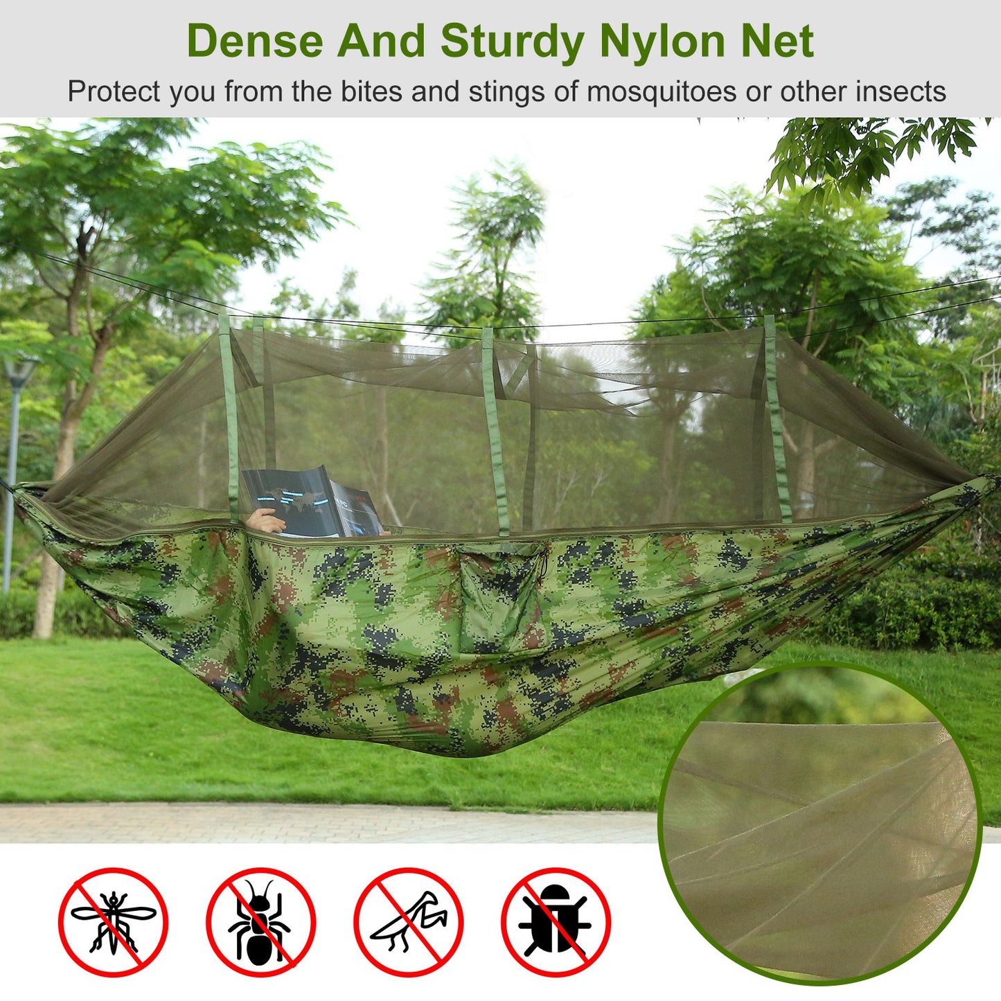 Portable Camping Hammock with Mosquito Net – 210T Parachute Nylon Outdoor Gear