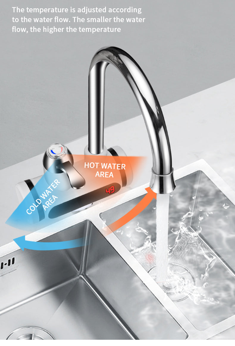 Instant Electric Hot Water Faucet with LED Temperature Display – Tankless Kitchen Tap Heater for Hot & Cold Water