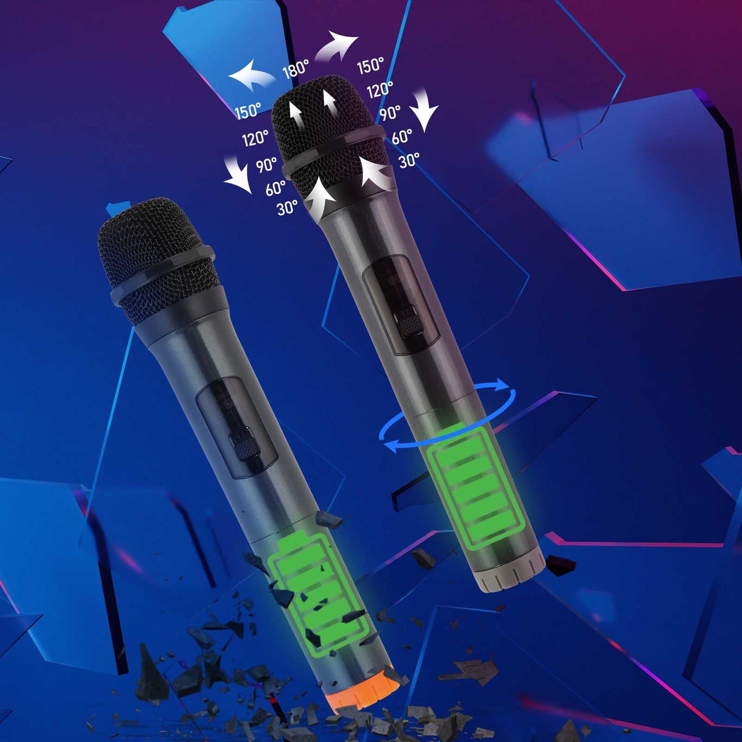 12in 60W LED Spectrum Bluetooth Rod Speaker – Portable Party Sound with Remote & Mics