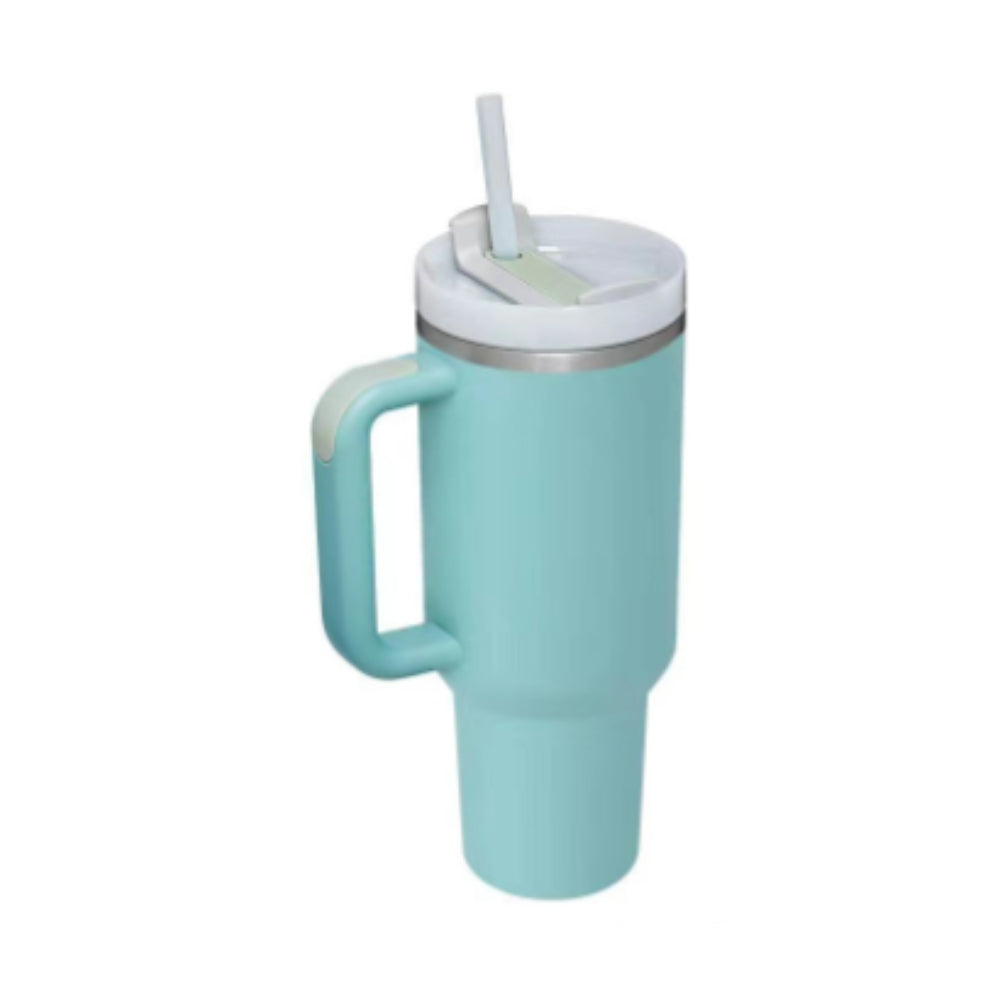 40 oz Insulated Stainless Tumbler With Handle and Straw
