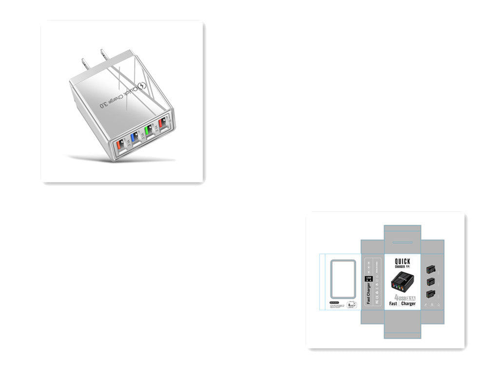 4-Port USB Wall Charger Quick Charge 3.0 – Fast Charging Multi Device Power Adapter for Phone, Tablet & Travel Use