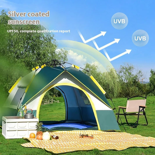 3–4 Person Automatic Camping Tent – Oxford Fabric & Fiberglass Poles Outdoor Shelter