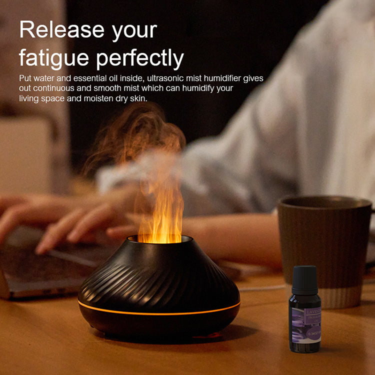 RGB Flame Humidifier – 3D Fire Effect Aroma Diffuser LED Gaming Room Decor with Mist & Ambient Lighting