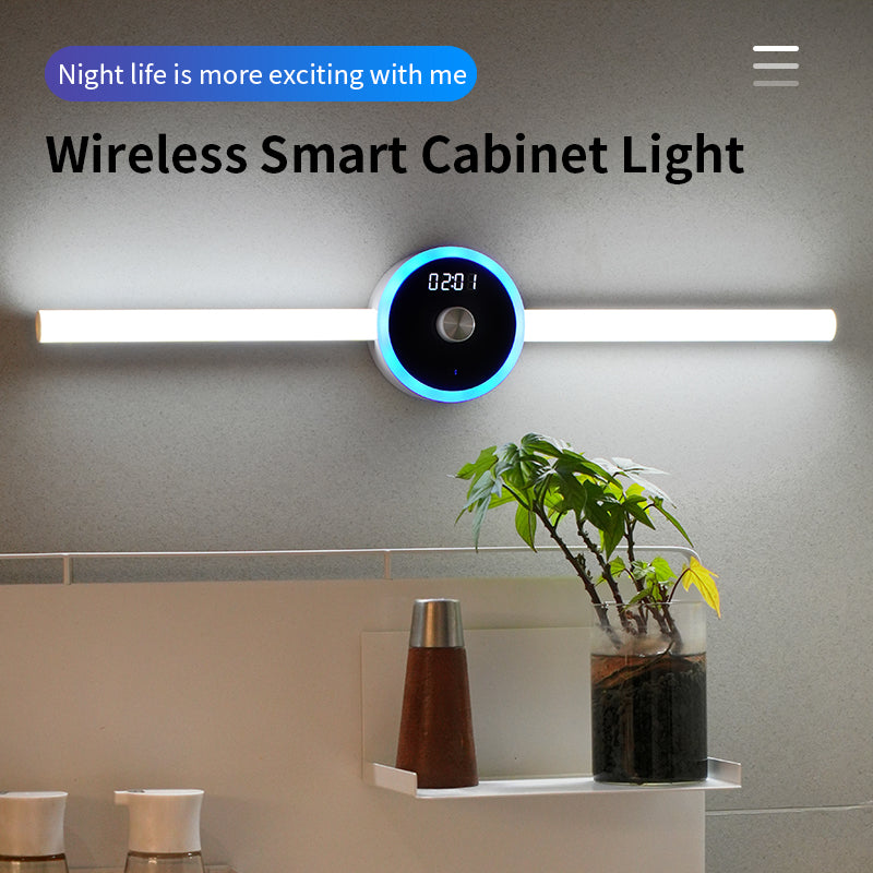 Smart LED Motion Sensor Cabinet Light – USB Rechargeable Magnetic Wardrobe Light with Timer Clock, Wireless Under Cabinet Night Light for Kitchen, Closet & Bedroom