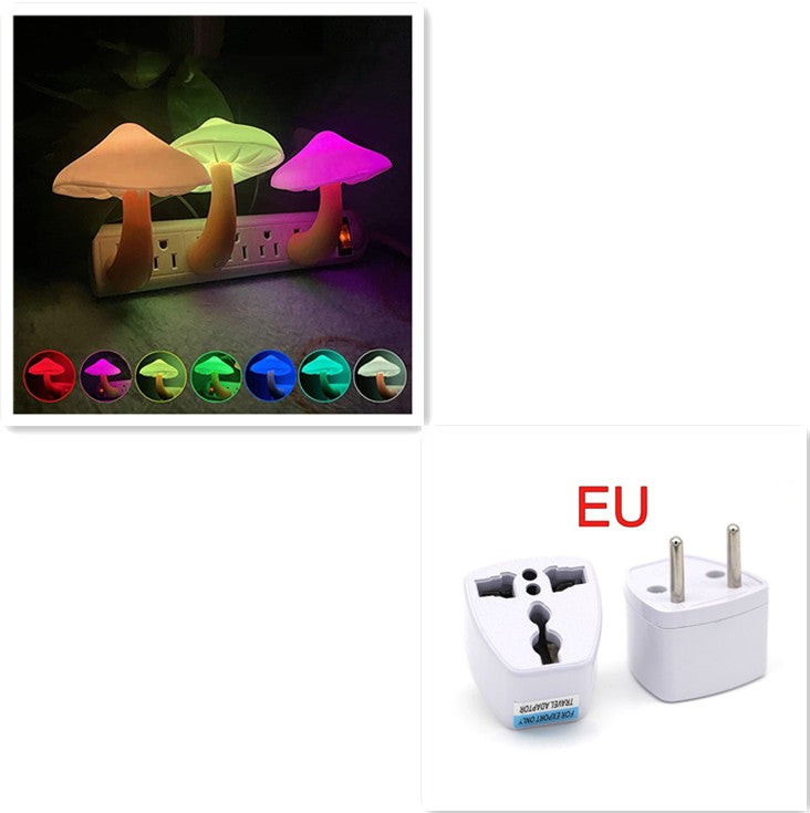 LED Mushroom Night Light with Smart Sensor – Plug-In Dusk to Dawn Wall Lamp Warm White Bedroom Ambient Lighting Decor