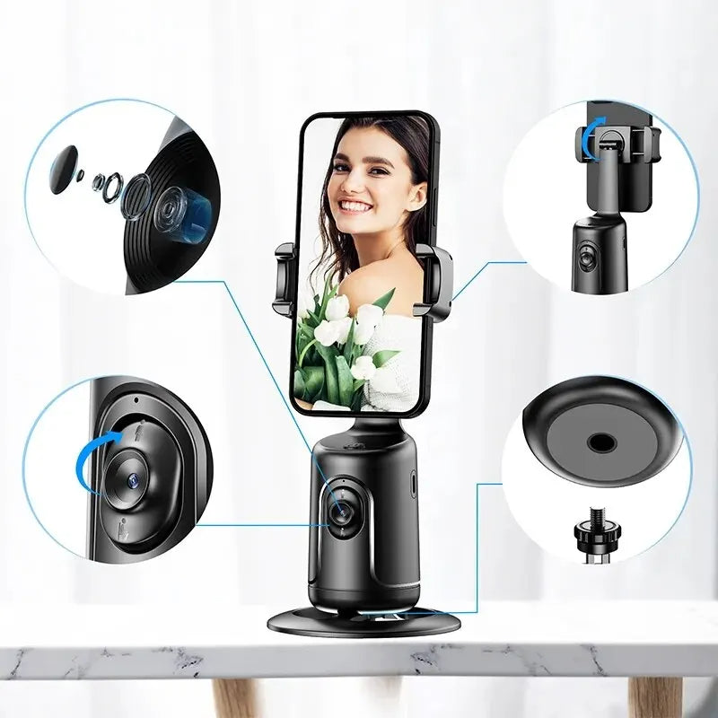 AI Face Tracking Phone Gimbal – 360° Auto Video Stabilizer for Vlog & Live