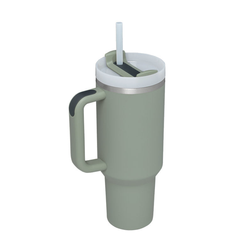 40 oz Insulated Stainless Tumbler With Handle and Straw
