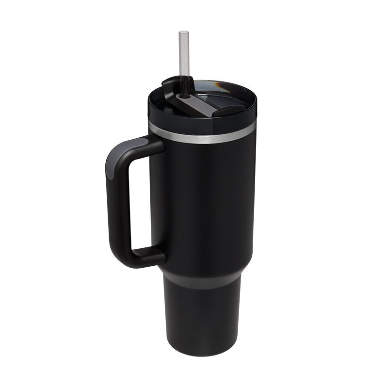 40 oz Insulated Stainless Tumbler With Handle and Straw