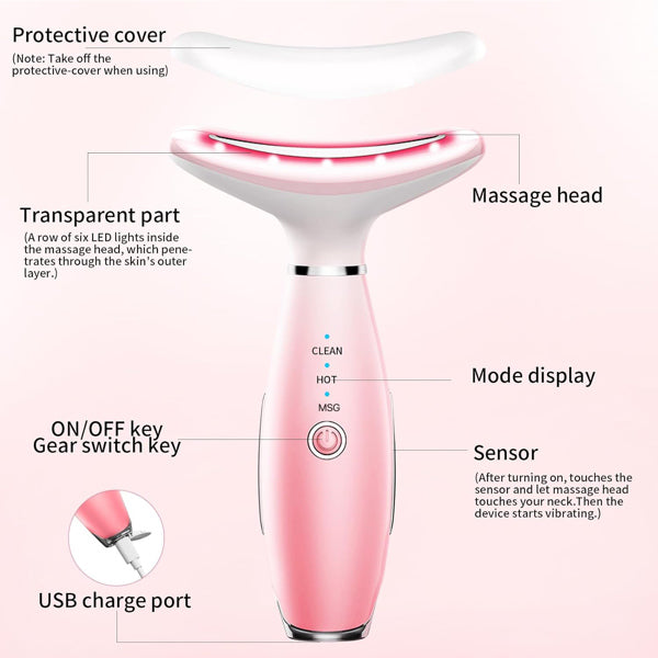 3-Mode Facial & Neck Massager — Warm Therapy Beauty Device