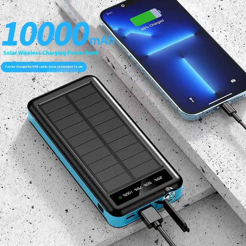 Waterproof Solar Charging Power Bank 10000mAh – Portable LED Lantern & Wireless USB Charger