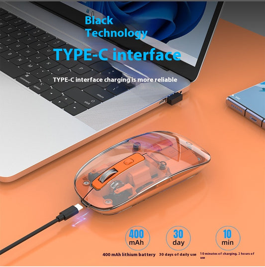 Transparent RGB Wireless Gaming Mouse – Triple Mode Bluetooth Magnetic Gaming Mouse for PC & Laptop