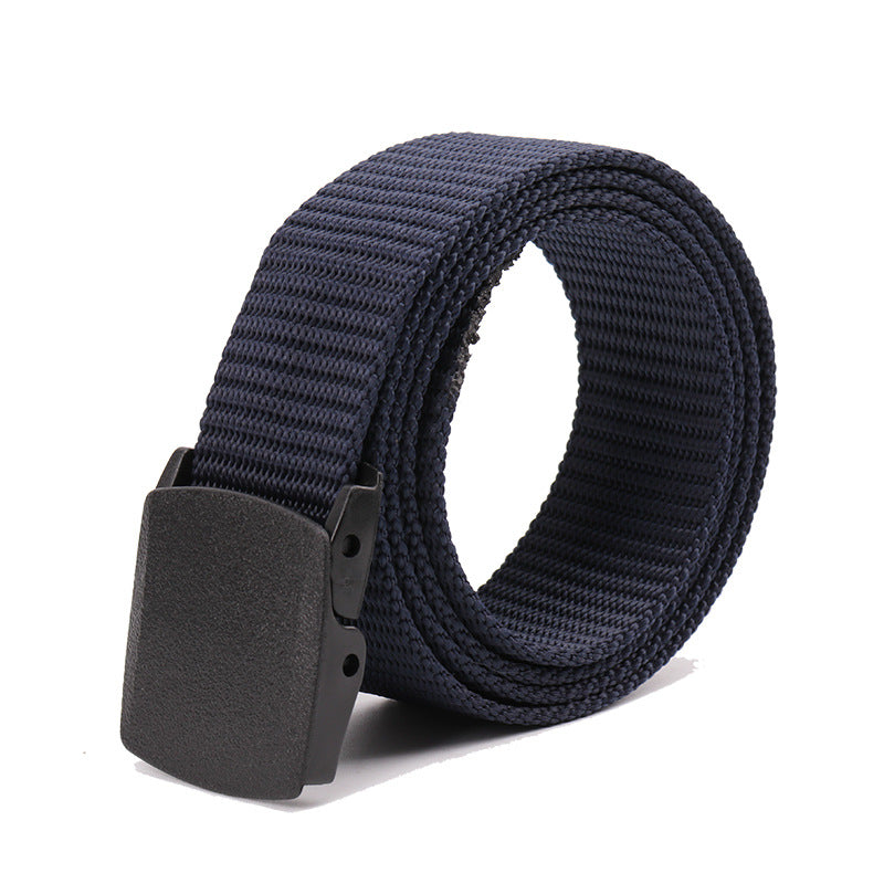 Unisex Canvas Belt with Plastic Buckle – Adjustable Casual Waistband