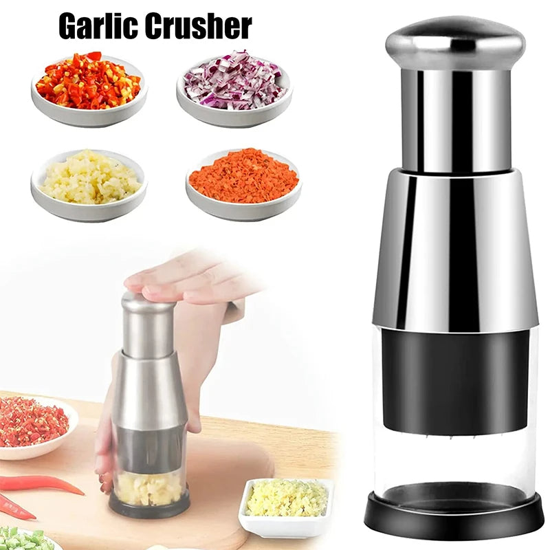 Garlic Crusher & Vegetable Chopper – Manual Multipurpose Kitchen Press Tool