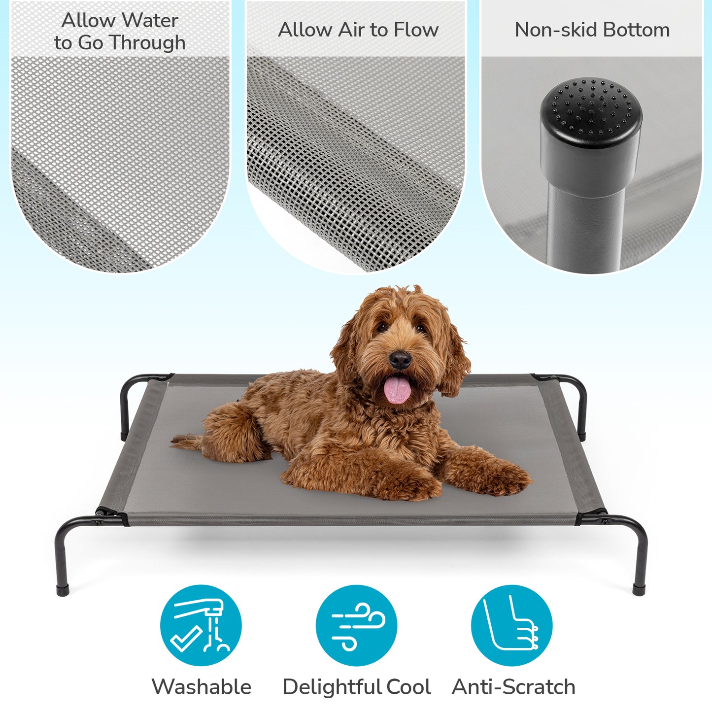 Breathable Elevated Dog Bed – Outdoor & Indoor Pet Lounger (Alloy + Mesh)